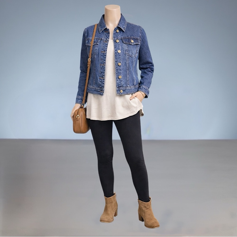 Jones New York Signature Madison Dark Wash Denim Jacket - Picture 2 of 10
